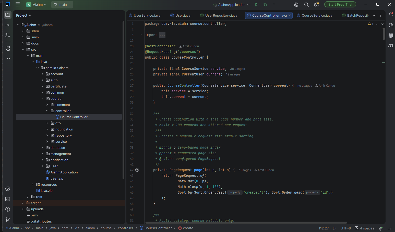 Java Spring Boot backend project in IntelliJ IDEA